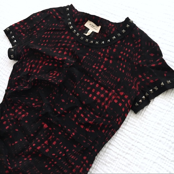 Isabel Marant Tops - Isabel Marant Silk Blouse Red Black Studs